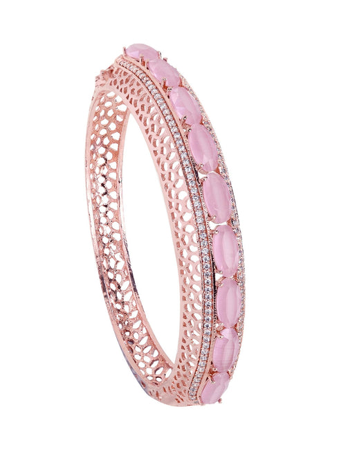 Rose Gold plated Pink AD stylish Handcrafted Bracelet for Women & Girls