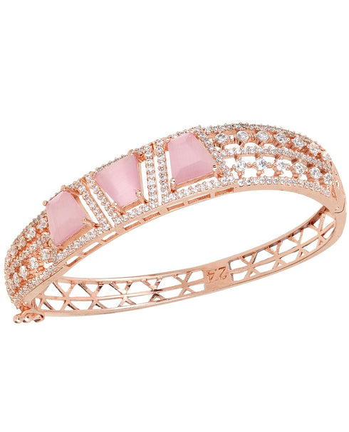 Rose Gold plated Pink AD Handcrafted Bracelet for Women & Girls
