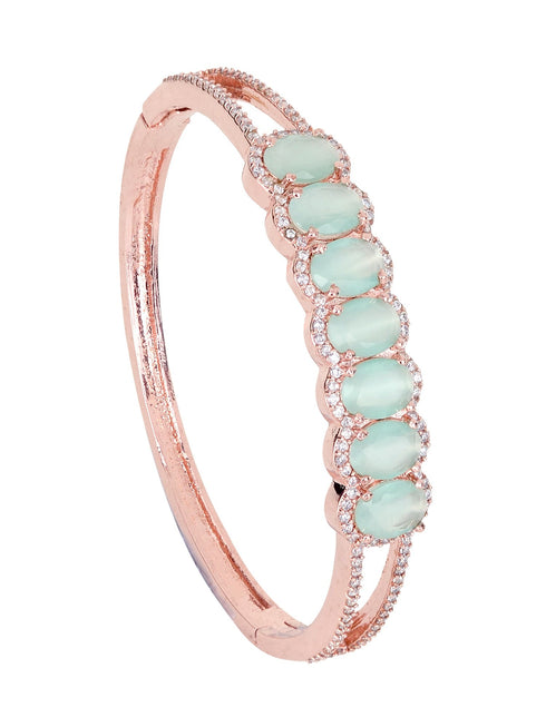 Rose Gold plated Sea Green AD stylish Handcrafted Bracelet for Women & Girls