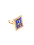 Gold plated Blue AD studded handcrafted adjustable square Ring for Women & Girls