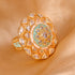 Gold plated Mint AD studded handcrafted adjustable Revolving Ring for Women & Girls