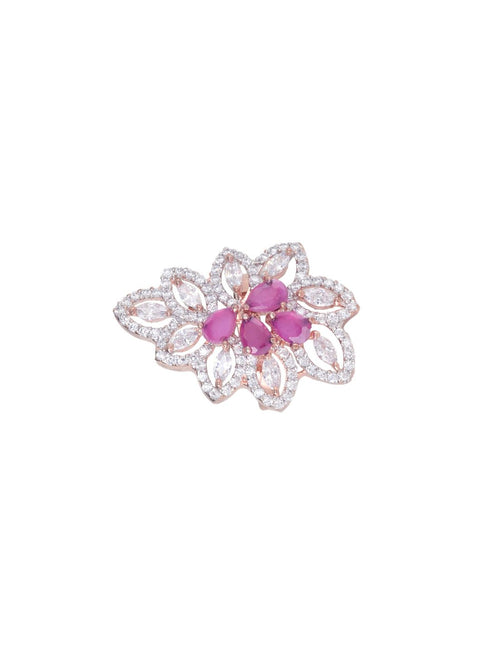 Rose Gold plated Multi AD studded handcrafted adjustable Ring for Women & Girls