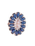 Sapphire and AD encrusted Floral Ring Blue Diamond Handcrafted Adjustable