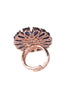 Sapphire and AD encrusted Floral Ring Blue Diamond Handcrafted Adjustable