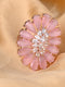 Rose Quartz and AD encrusted Floral Ring Baby Pink Pastel Diamond Handcrafted Adjustable