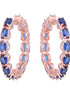 Sapphire studded Hoops Rose Gold Plated Blue Round Big Earrings