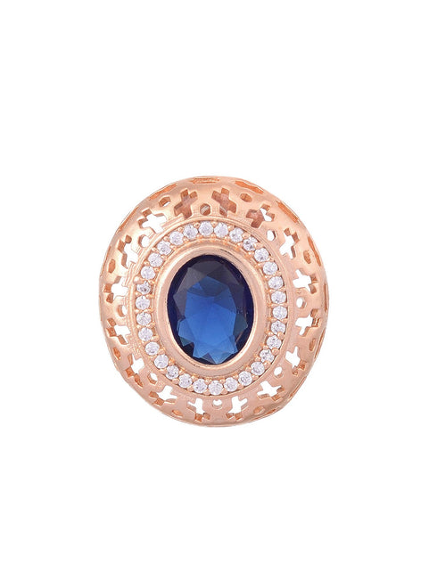 Royal Sapphire Studs Rose gold plated AD handcrafted tops Blue small earrings