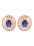 Royal Sapphire Studs Rose gold plated AD handcrafted tops Blue small earrings