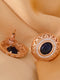 Royal Sapphire Studs Rose gold plated AD handcrafted tops Blue small earrings