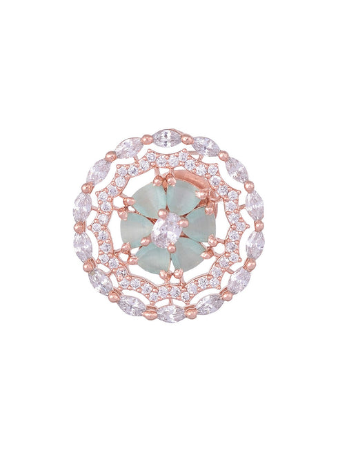 Stunning Pastel Blue Studs Amercan Diamond Studded Rose Gold plated Small Earrings