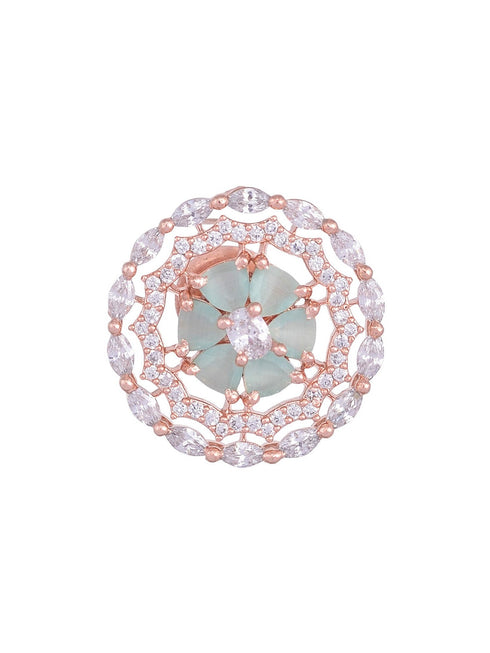 Stunning Pastel Blue Studs Amercan Diamond Studded Rose Gold plated Small Earrings