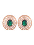 Royal Emerald Studs Rose gold plated AD handcrafted tops Green small earrings
