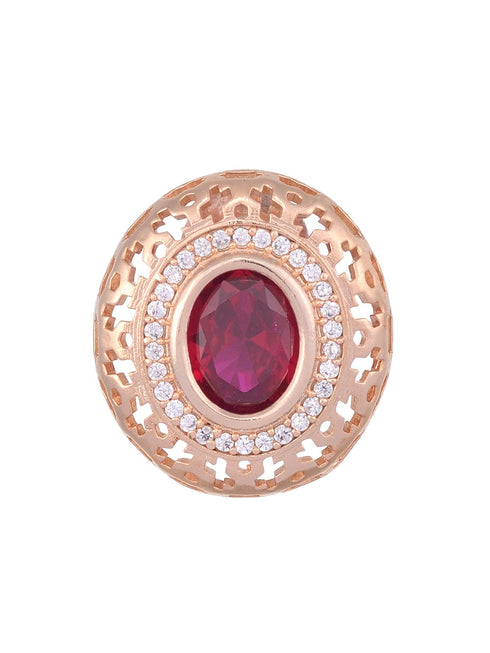 Royal Ruby Studs Rose gold plated AD handcrafted tops Red small earrings