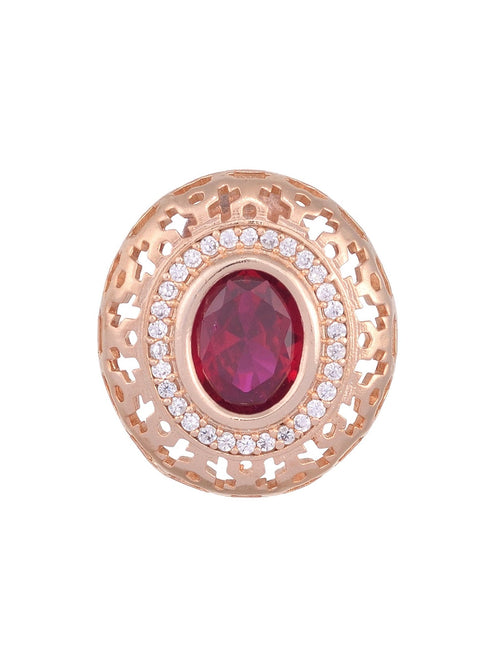 Royal Ruby Studs Rose gold plated AD handcrafted tops Red small earrings