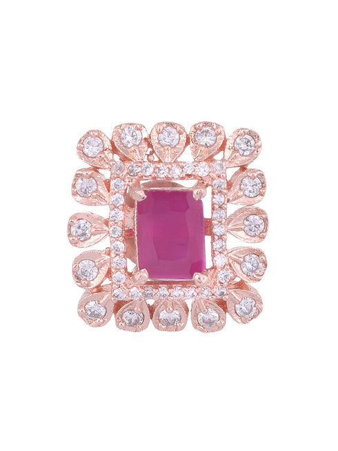 Modern Square shaped Pink Tops Rose gold plated studs AD studded small earrings