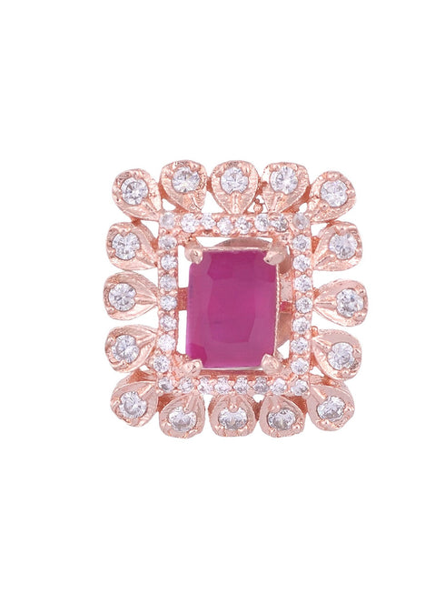 Modern Square shaped Pink Tops Rose gold plated studs AD studded small earrings