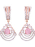 Modern Rose Quartz danglers Pastel Pink drop earrings AD studded Rose gold plated