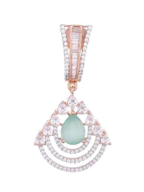 Modern Turquoise danglers Pastel Blue drop earrings AD studded Rose gold plated