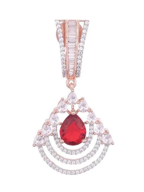 Modern Ruby danglers Red drop earrings AD studded Rose gold plated