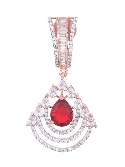 Modern Ruby danglers Red drop earrings AD studded Rose gold plated