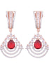 Modern Ruby danglers Red drop earrings AD studded Rose gold plated