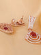 Modern Ruby danglers Red drop earrings AD studded Rose gold plated