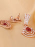 Modern Ruby danglers Red drop earrings AD studded Rose gold plated