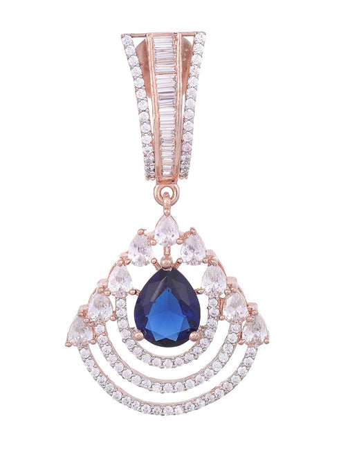Modern Sapphire danglers Blue drop earrings AD studded Rose gold plated