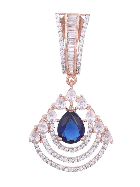 Modern Sapphire danglers Blue drop earrings AD studded Rose gold plated