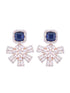 Exquisite Sapphire Floral design blue earrings Rose gold plated AD studded
