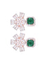Exquisite Emerald Floral design green earrings Rose gold plated AD studded