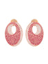 Oval Red Meenakari Small Earrings High Quality Enamelled Rose Gold Plated