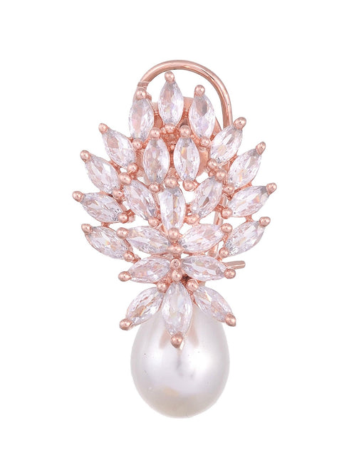 Luxurious Diamond Pearl Drop Earring High Quality White Pearl AD studded