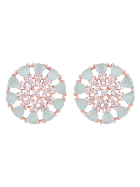 Subtle Light blue tops Turquoise studs AD handcrafted rose gold plated earrings