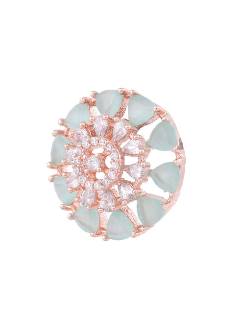 Subtle Light blue tops Turquoise studs AD handcrafted rose gold plated earrings
