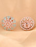 Subtle Light blue tops Turquoise studs AD handcrafted rose gold plated earrings