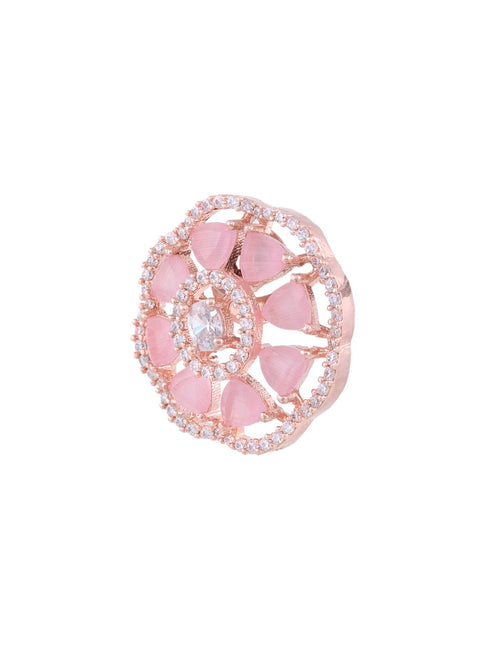 Handcrafted Floral Design Pastel pink studs Rose quartz small earrings Rose gold plated
