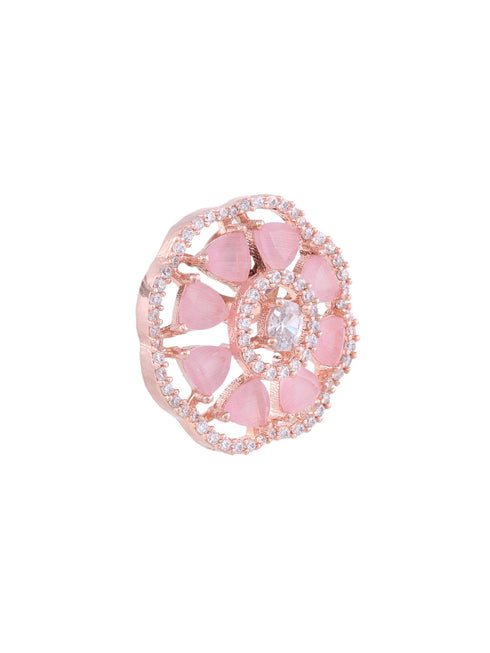 Handcrafted Floral Design Pastel pink studs Rose quartz small earrings Rose gold plated