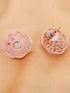Handcrafted Floral Design Pastel pink studs Rose quartz small earrings Rose gold plated