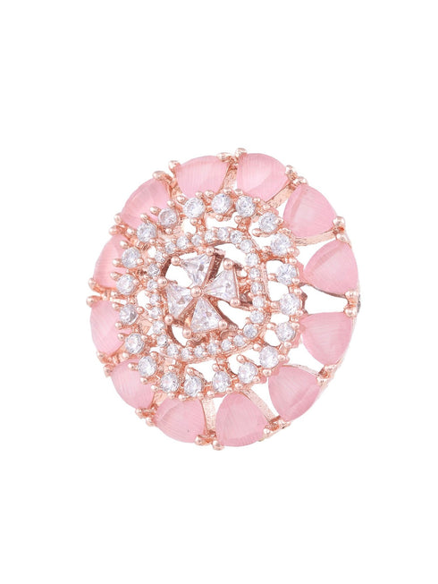Subtle Light pink tops Rose Quatz studs AD handcrafted rose gold plated earrings