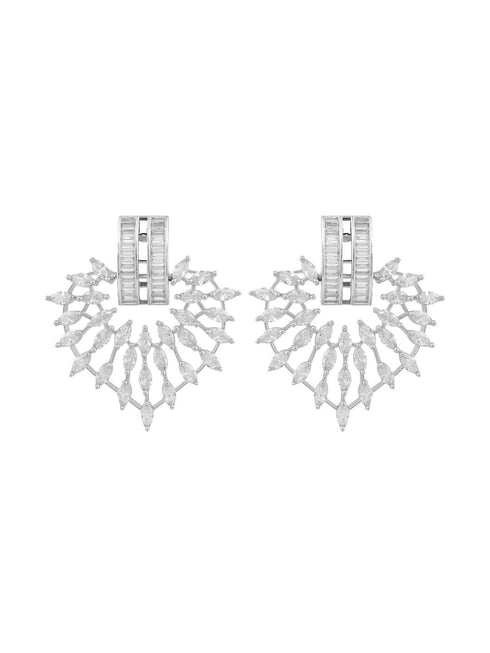 White Rhodium plated AD Heart studded handcrafted Heart shaped Earring for Women and Girls