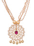 Gold Plated Multi AD Studded & Pearl Beaded traditional Pendant Jewellery Set
