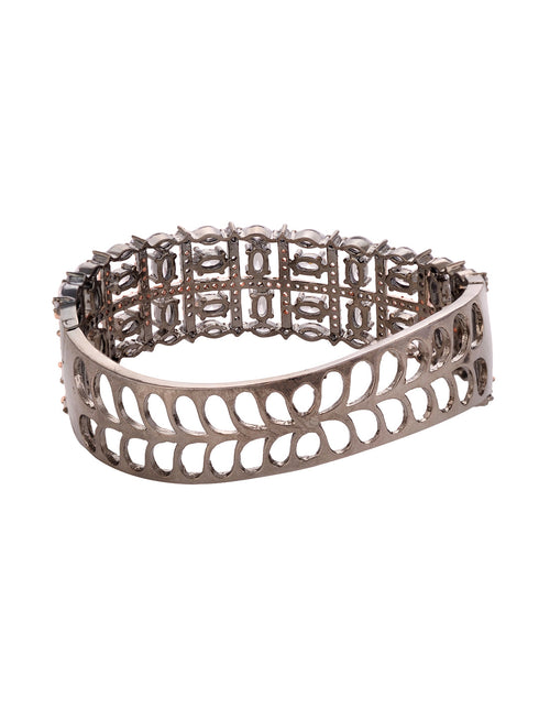 Rose Gold & Gun Metal Plated AD Bangle Bracelet