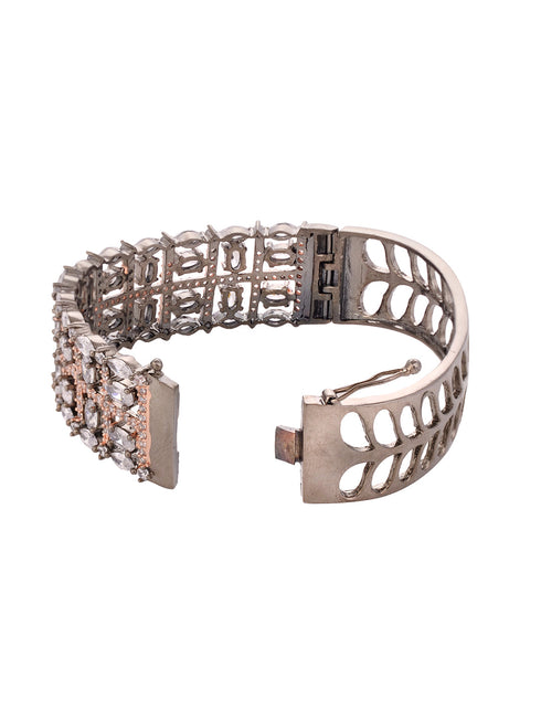 Rose Gold & Gun Metal Plated AD Bangle Bracelet