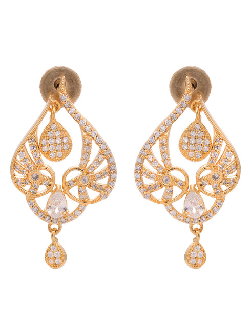 Gold Plated White AD studded handcrafted Stud Earrings