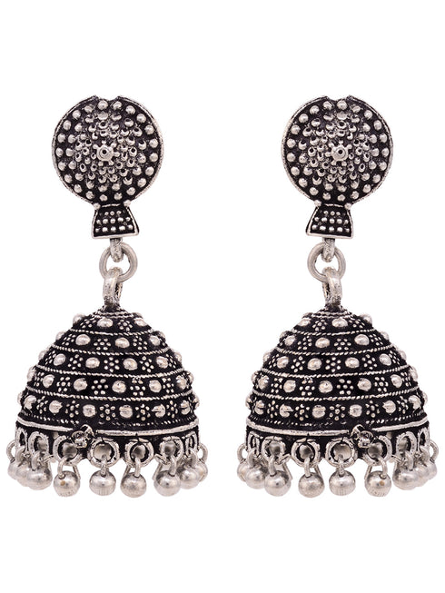 Silver Toned Jhumka Earrings