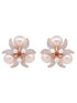 Rose Gold Plated White AD & Pearl Studded Big Studs Earrings