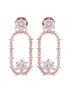 Rose Gold Plated White AD Studded Modern Dangler Earrings