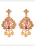 Gold Plated Red AD & Pearl studded Pendant Necklace and Earrings Set