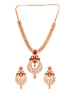 Gold Plated Big pendant style Multi AD studded Peacock design Necklace Earrings Set